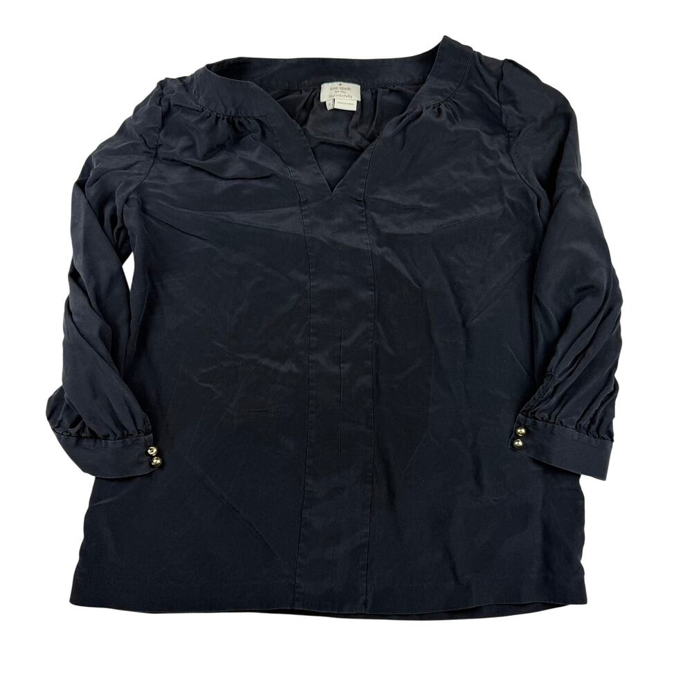 Kate Spade New York Silk Blouse Top Navy Size 4